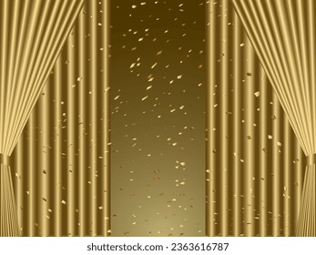 Illustration von Konfetti und Vorhängen