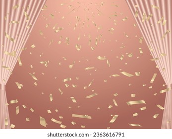 Illustration of confetti and curtains