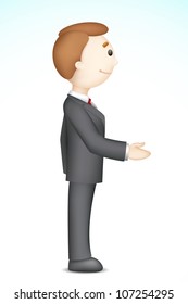 illustration of confident 3d business man in vector in handshake gesture