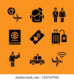 illustration, confident, airline and visa icon set. Vector illustration for web and design.