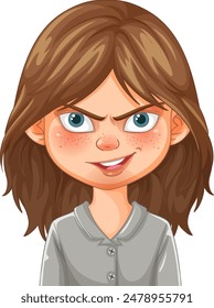 Illustration of a confident girl with freckles