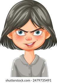 Illustration of a confident girl with freckles