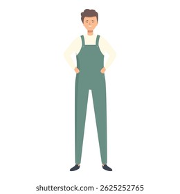 Illustration of a confident young mechanic smiling and standing with hands on hips - Powered by Shutterstock - Get 15% off with code: PIKWIZARD15