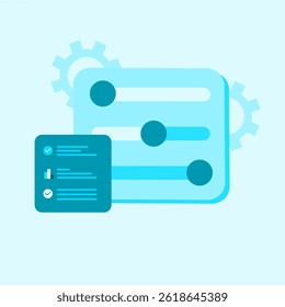 Illustration of configuration settings on the screen. In flat style.