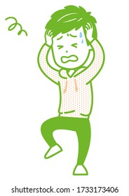 Es ist ein Beispiel für einen verwirrten Mann. Vector-Bild.