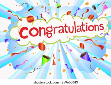 Illustration Congratulations Word Celebration Background On Stock ...