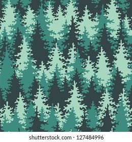 Illustration coniferous forest. Seamless pattern.