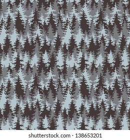 Illustration coniferous forest. Seamless pattern.