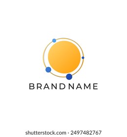 ILLUSTRATION CONNECTED CIRCLE GRADIENT BLUE ORANGE COLOR TECH LOGO ICON TEMPLATE SIMPLE DESIGN ELEMENT VECTOR