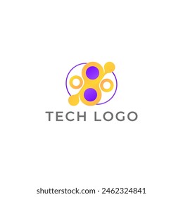 ILLUSTRATION VERBUNDENER KREISFARBVERLAUF LILA ORANGE FARBE MIT DOT TECH LOGO SYMBOL VORLAGE EINFACHE DESIGNELEMENT VEKTORGRAFIK