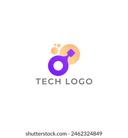 ILLUSTRATION CONNECTED CIRCLE GRADIENT PURPLE ORANGE COLOR WITH DOT TECH LOGO ICON TEMPLATE SIMPLE DESIGN ELEMENT VECTOR