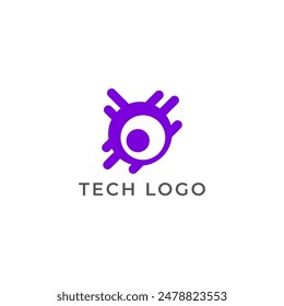 ILUSTRACIÓN CÍRCULO CONECTADO DEGRADADO COLOR PÚRPURA TECNOLOGÍA LOGOTIPO PLANTILLA DISEÑO SIMPLE ELEMENTO VECTOR