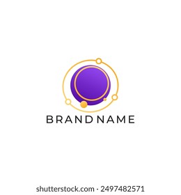 ILLUSTRATION CONNECTED CIRCLE GRADIENT PURPLE ORANGE COLOR TECH LOGO ICON TEMPLATE SIMPLE DESIGN ELEMENT VECTOR