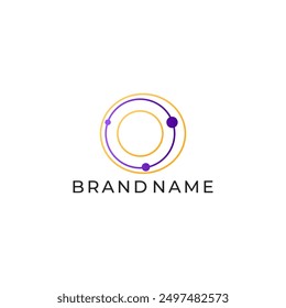 ILLUSTRATION CONNECTED CIRCLE GRADIENT PURPLE ORANGE COLOR TECH LOGO ICON TEMPLATE SIMPLE DESIGN ELEMENT VECTOR