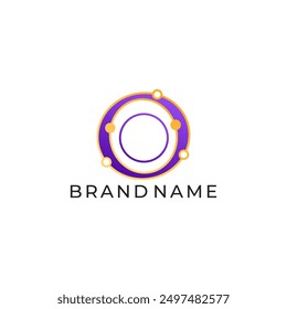 ILLUSTRATION CONNECTED CIRCLE GRADIENT PURPLE ORANGE COLOR TECH LOGO ICON TEMPLATE SIMPLE DESIGN ELEMENT VECTOR