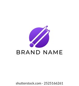 ILLUSTRATION CONNECTED CIRCLE GRADIENT PURPLE COLOR. TECH LOGO ICON TEMPLATE SIMPLE DESIGN ELEMENT VECTOR
