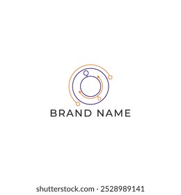 ILLUSTRATION CONNECTED CIRCLE ORANGE PURPLE COLOR. TECH LOGO ICON TEMPLATE SIMPLE DESIGN ELEMENT VECTOR