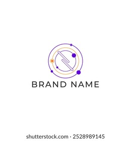 ABBILDUNG VERBUNDEN KREIS ORANGE VIOLETT FARBE. TECH LOGO SYMBOL VORLAGE EINFACHES DESIGN ELEMENT VEKTOR