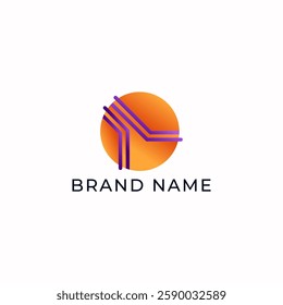 ILLUSTRATION CONNECTED CIRCLE ORANGE PURPLE GRADIENT COLOR. TECH LOGO ICON TEMPLATE SIMPLE DESIGN ELEMENT VECTOR