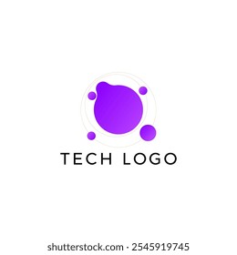 ILLUSTRATION CONNECTED CIRCLE PURPLE GRADIENT COLOR. TECH LOGO ICON TEMPLATE SIMPLE DESIGN ELEMENT VECTOR