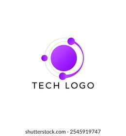 ILUSTRAÇÃO CÍRCULO CONECTADO PURPLE GRADIENT COR. TECNOLOGIA ÍCONE MODELO ELEMENTO DE DESIGN SIMPLES VETOR
