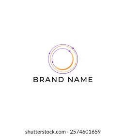 ILLUSTRATION CONNECTED CIRCLE PURPLE ORANGE GRADIENT COLOR. TECH LOGO ICON TEMPLATE SIMPLE DESIGN ELEMENT VECTOR