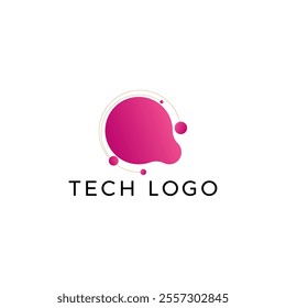 ILLUSTRATION CONNECTED CIRCLE RED PINK GRADIENT COLOR. TECH LOGO ICON TEMPLATE SIMPLE DESIGN ELEMENT VECTOR