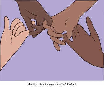 Illustration of connected hands, holding hands