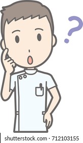 Illustration considered by a male nurse wearing a white suit