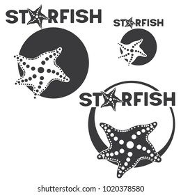 
an illustration consisting of different images of a starfish in the circle and the inscription "starfish" in the form of a symbol or logo