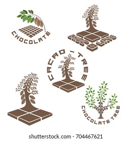 
an illustration consisting of five images of a chocolate tree in the form of a symbol
