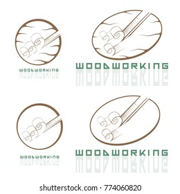 
An illustration consisting of four different images in the form of a tree and a chisel

