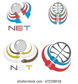 
An illustration consisting of four images in the form of a globe and wires
