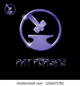 
illustration consisting of an image of an anvil and a hammer in the form of a symbol or logo
