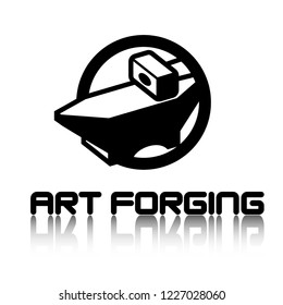 
illustration consisting of an image of an anvil and a hammer in the form of a symbol or logo