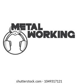 
an illustration consisting of an image of blacksmith's tongs and the text "metalworking" in the form of a symbol or logo