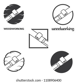 
an illustration consisting of an image of a chisel plowing a tree and the inscription "woodworking"