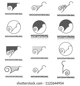 
an illustration consisting of an image of a chisel plowing a tree and the inscription "woodworking"
