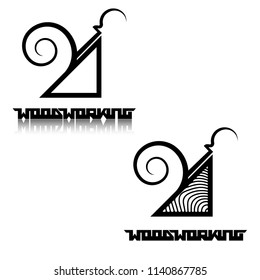 
an illustration consisting of an image of a chisel plowing a tree and the inscription "woodworking"