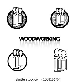 
an illustration consisting of an image of a chisel plowing a tree and the inscription "woodworking"