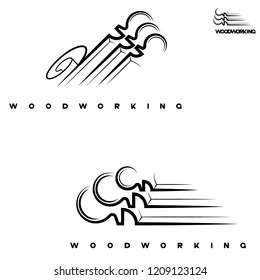 
an illustration consisting of an image of a chisel plowing a tree and the inscription "woodworking"