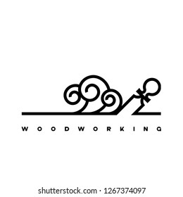 
an illustration consisting of an image of a chisel plowing a tree and the inscription "woodworking"