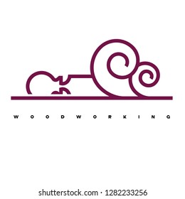 
an illustration consisting of an image of a chisel plowing a tree and the inscription "woodworking"