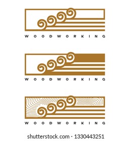 
an illustration consisting of an image of a chisel plowing a tree and the inscription "woodworking"