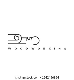 
an illustration consisting of an image of a chisel plowing a tree and the inscription "woodworking"