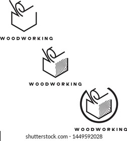 
an illustration consisting of an image of a chisel plowing a tree and the inscription "woodworking"