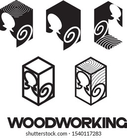 
an illustration consisting of an image of a chisel plowing a tree and the inscription "woodworking"