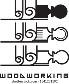 
an illustration consisting of an image of a chisel plowing a tree and the inscription "woodworking"