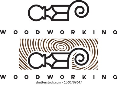 
an illustration consisting of an image of a chisel plowing a tree and the inscription "woodworking"