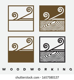 
an illustration consisting of an image of a chisel plowing a tree and the inscription "woodworking"